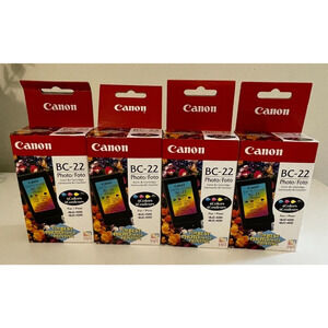 Lot of 4 Canon BC-22 Ink Cartridges 4 Colors + 1 BC-22e